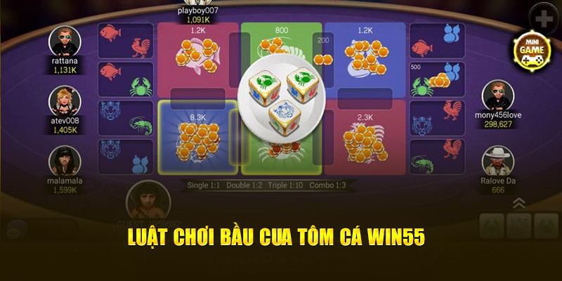 Luật chơi Bầu Cua Tôm Cá Win55